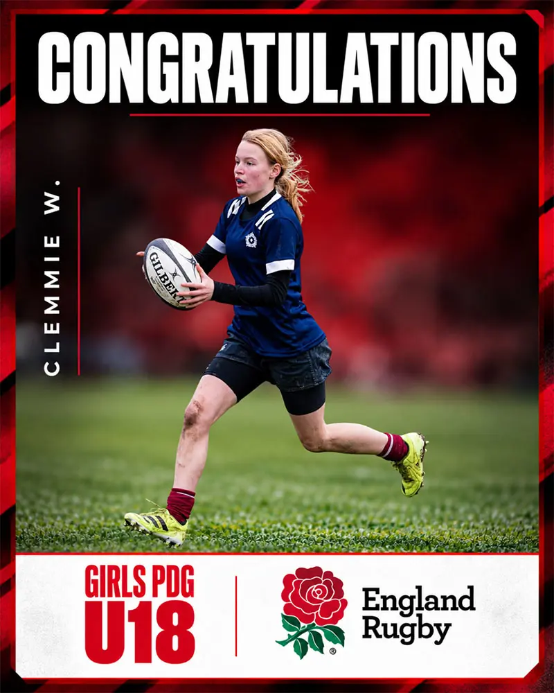 Year 13 pupil Clemmie W has been selected for the England Rugby Girls’ U18 Player Development Group. Her journey from Junior School rugby at King Edward’s School, Bath to the England pathway highlights the opportunities available for girls’ rugby at KES.Image,,News,Optimized
