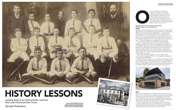 Bath Life Magazine feature on the history of schools in Bath, including King Edward's School, Bath, a leading co-educational day schoolImage,,,Original